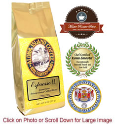Espresso II Exclusive Kona Coffee Blend, Rich, Dark Espresso Roast, from Aloha Island Coffee