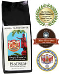 PLATINUM Kings Reserve Custom Kona Blend Coffee, Light Roast, from Aloha Island Coffee