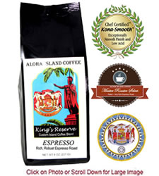 ESPRESSO Kings Reserve Custom Kona Coffee Blend, Espresso Roast, from Aloha Island Coffee