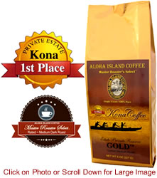 GOLD 100% Pure Kona Coffee Medium-Dark Roast from Aloha Island Coffee