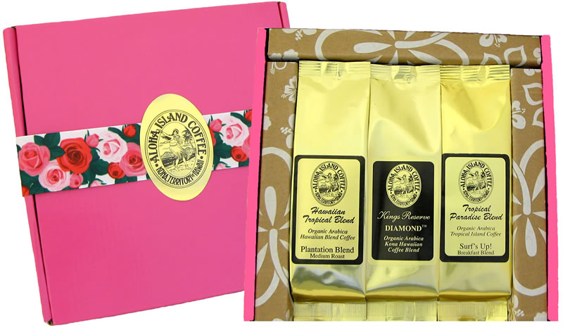 Kona Hawaiian Coffee Gift Created for Women Bright Packaging